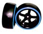 Preview: HRC Racing Reifen 1/10 Drift montiert 5-Spoke Felgen 6mm Offset Dual Color Slick Schwarz/Blau HRC61062BL