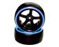 Preview: HRC Racing Reifen 1/10 Drift montiert 5-Spoke Felgen 6mm Offset Dual Color Slick Schwarz/Blau