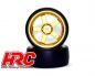Preview: HRC Racing Reifen 1/10 Drift montiert 5-Spoke Gold Felgen 3mm Offset Slick