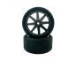 Preview: HRC Moosgummi Reifen 1/10 montiert auf schwarz Felgen 26mm 40 Shore HRC61085BK