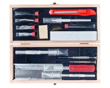 Excel Tools Werkzeug Deluxe Messer und Werkzeugsatz Holzkiste EXL44286