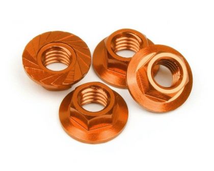 Hot Bodies SERRATED FLANGE NUT M4 orange HBS87267