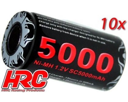 HRC Racing Akku 1 Zell 1.2V 5000mAh 10 Stk Bulk Pack