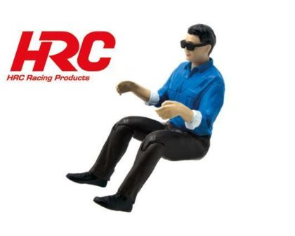 HRC Racing Fahrerfigur 64x80mm mit Sonnenbrille blauer Anzug braune Hose bewegliche Beine HRC25266BS