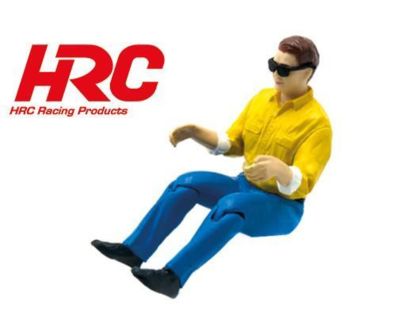 HRC Racing Fahrerfigur 64x80mm mit Sonnenbrille gelber Anzug blaue Hose bewegliche Beine