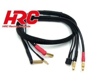 HRC Racing Ladekabel 4mm Bullet zu 4mm und JST Balancer Stecker für Hardcase Akku 50cm WRAP Type Gold HRC9157P