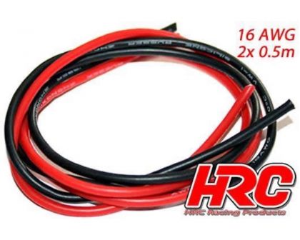 HRC Racing Kabel TSW Pro Racing 16 Gauge 1.3mm2 Silber 252 x 0.08 Rot und Schwarz 0.5m jedes HRC9541