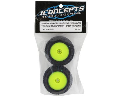 JConcepts Scorpios Green Reifen auf gelber Felgen für Mini-T 2.0 Mini-B