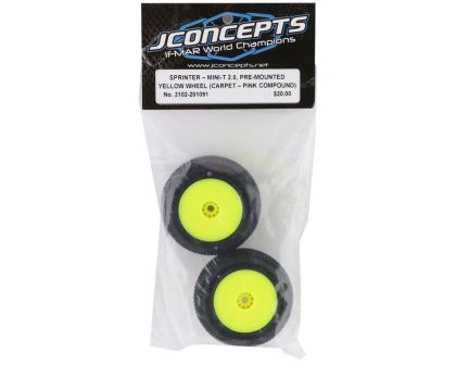 JConcepts Sprinter Reifen Losi Mini-T 2.0 pink auf gelber Felge