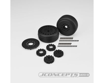 JConcepts Speed Fangs platinum compound belted pre-mounted on black JCO3395 wheels