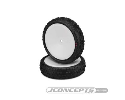 JConcepts Swaggers pink 1/10 2WD Buggy Reifen vorne auf weißer Felge