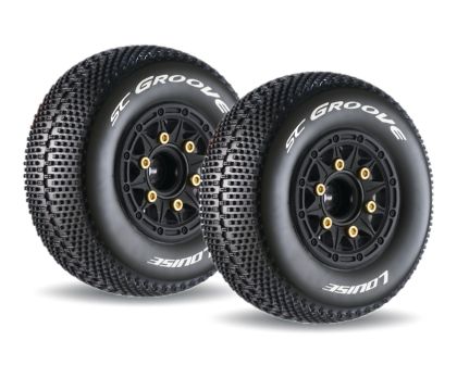 LOUISE SC Groove Reifen soft auf Felge schwarz mit tauschbare Radmitnehmer