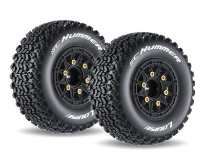 LOUISE SC Hummer Reifen soft auf Felge schwarz mit tauschbare Radmitnehmer LOUT3224SB