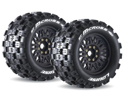 LOUISE ST Mcross 1/8 Sport Reifen auf Felge schwarz 17mm mit tauschbare Radmitnehmer