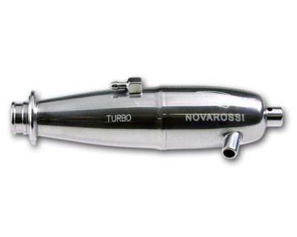 Novarossi Polished tuned pipe turbo with ring right exhaust.