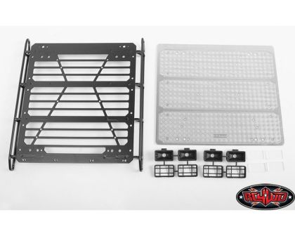 RC4WD Command Roof Rack Diamond Plate and 4x Square Lights RC4VVVC1004
