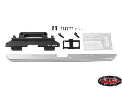 RC4WD Classic Front Bumper License Plate for Trail Finder 2 Truck Kit LWB 1980 Toyota Land Cruiser FJ55 Lexan Body Set Silver