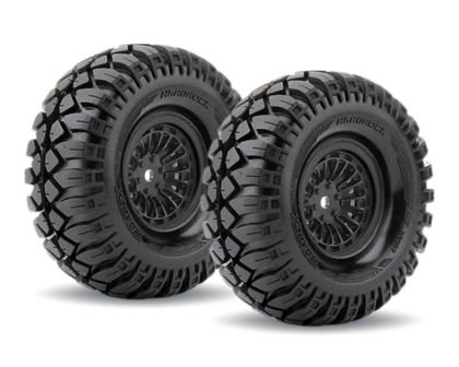 Roapex Hardrock Reifen 1/10 Crawler 1.9 auf schwarzer Felge 12mm RXR6003-B