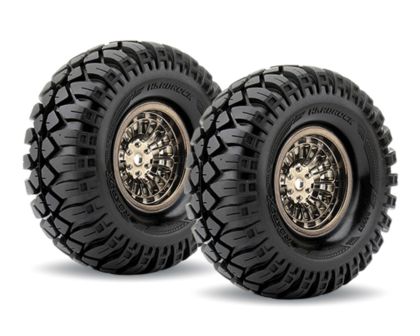 Roapex Hardrock Reifen 1/10 Crawler 1.9 auf Chrome schwarzer Felge 12mm RXR6003-CB