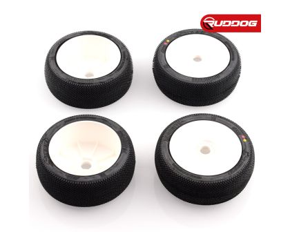 Sweep NANOBITE Red Soft X Pre-glued set 8th Buggy tires/White wheels SWPW-318RXP