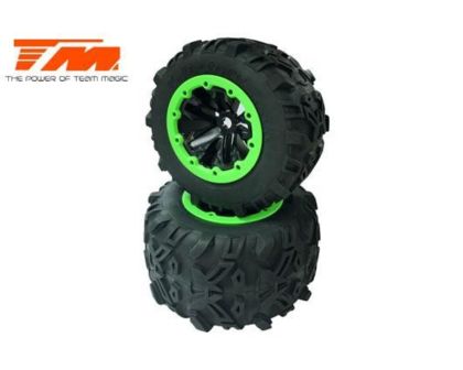 Team Magic Reifen Monster Truck montiert E6 7.1 Size Green Ring TM505252BKG