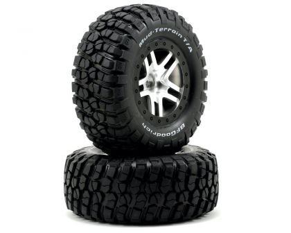 Traxxas Offroad Racing Reifen auf Chrom schwarz Felge vorne 12mm TRX5877