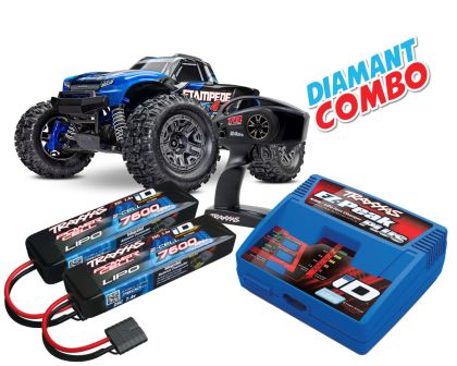 Traxxas Stampede 4x4 blau BL-2S Brushless Diamant Combo