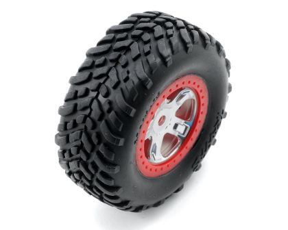 Traxxas Offroad Racing Reifen auf rot Chrom Felge 1:16 12mm