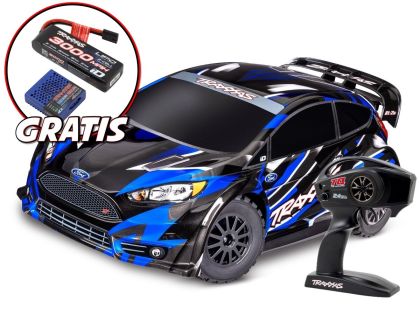 Traxxas Ford Fiesta ST Rally 4x4 BL-2S blau mit gratis 3000mAh Lipo Akku und USB-C Ladegerät