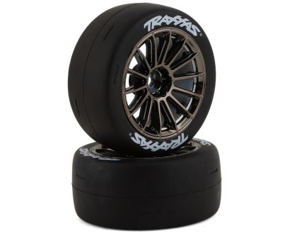 Traxxas Reifen auf schwarz chrome Speichenfelgen vorne TRX9374R