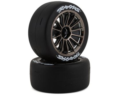 Traxxas Reifen auf schwarz chrome Speichenfelgen hinten TRX9375R
