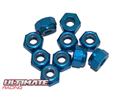Ultimate Racing Muttern M3 nyloc Aluminium blau UR1502-A