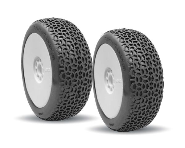 AKA Buggy Reifen 1:8 Scribble Reifen soft auf weißer EVO Felge AKA14030XRW