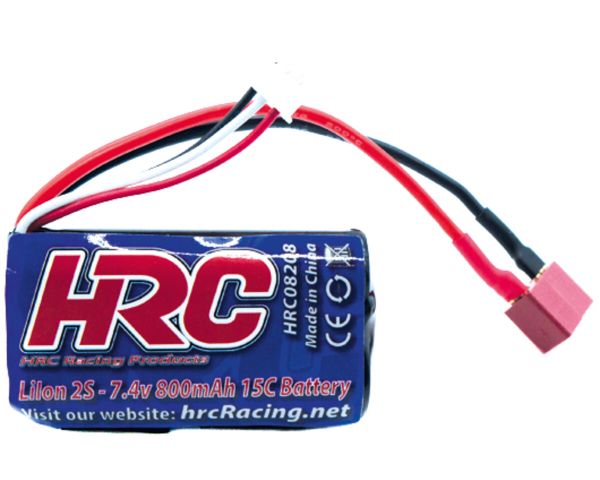 HRC Racing Akku Li-Ion 2s 7.4V 800mAh 15C Ultra T Deans compatible 55 x 34 x 17mm HRC08208D