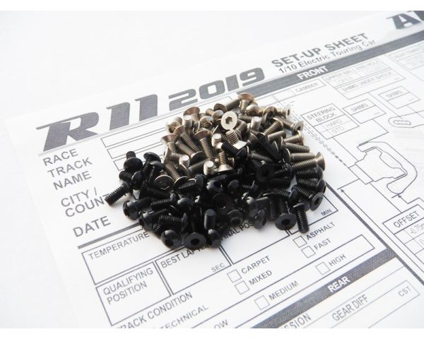 Hiro Seiko R11 19 Titan/Alloy Hex Socket Screw Set Black HS-48405