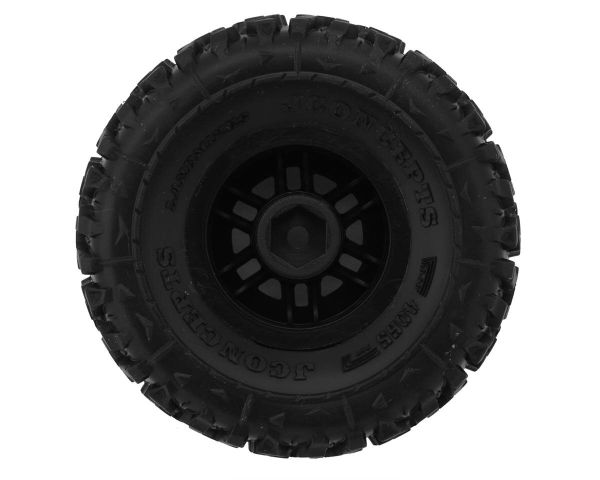 JConcepts Landmines Reifen 1.0 grün auf schwarzer Felge für TRX-4M