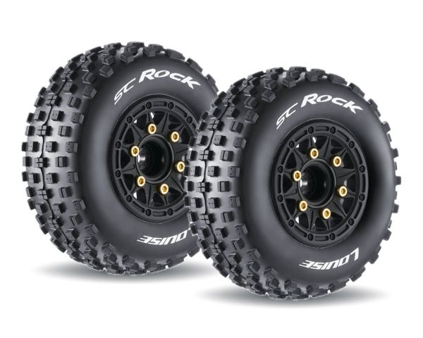 LOUISE SC Rock Reifen soft auf Felge schwarz mit tauschbare Radmitnehmer LOUT3229SB