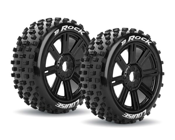 LOUISE B-ROCK Reifen soft auf Speichen Felge schwarz Buggy 1:8 LOUT3270SB