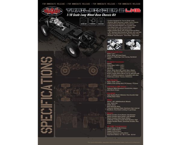 RC4WD Trail Finder 2 Truck Kit LWB 1/10 Scale