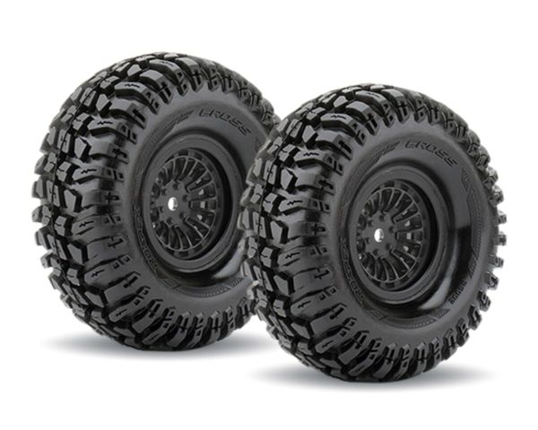 Roapex Cross Reifen 1/10 Crawler 1.9 auf schwarzer Felge 12mm RXR6002-B
