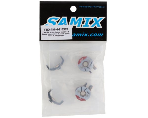 Samix Radträger und Lenkhebel Messing mit Bremsscheiben für TRX-4M