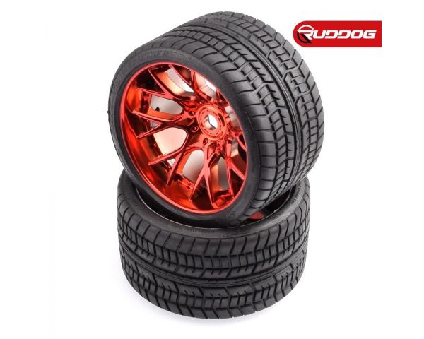 Sweep Road Crusher Onroad Belted tire Red wheels 1/2 offset WHD 146mm Diameter SR-SRC1001R