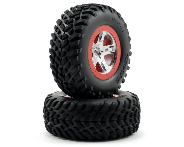 Traxxas Offroad Racing Reifen auf rot Chrom Felge 12mm TRX5873A
