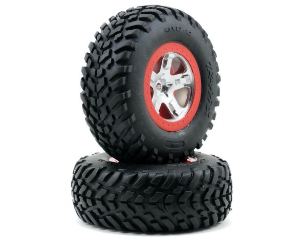 Traxxas Offroad Racing S1 Reifen auf rot Chrom Felge 12mm TRX5873R