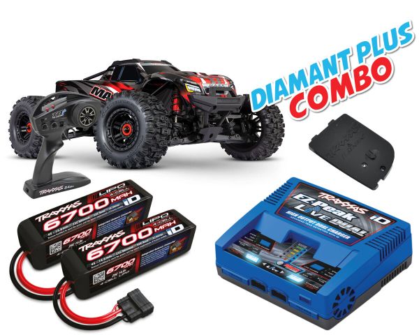 Traxxas Wide Maxx 1/10 Monster Truck RTR rot Diamant Plus Combo TRX89086-4-RED-DIAMANT-PLUS-COMBO