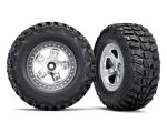 Traxxas Kumho Venture MT Reifen auf Felge satin Chrom schwarz vorne 12mm TRX5881X